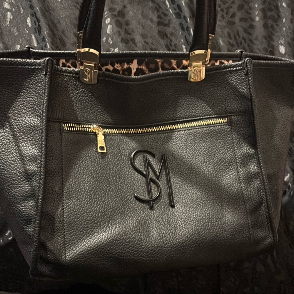 Steve Madden Black and Cheetah Tote Purse